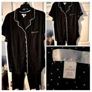 Secret treasures black and white polkadot size 2X pajama capri 2piece pajama set